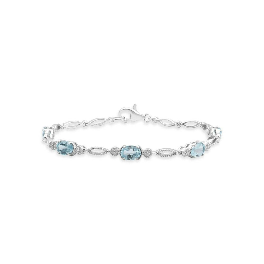 Sterling Silver + Sky Blue Topaz Oval 7.5in